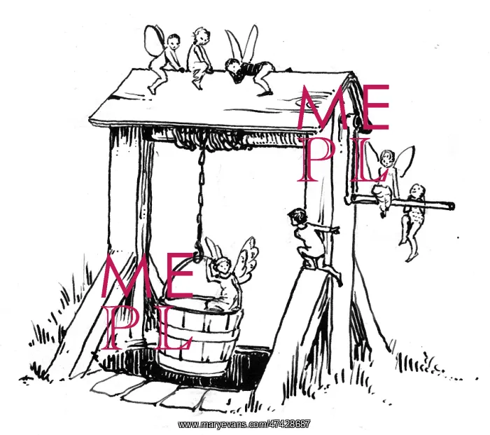 : Well with fairy in a bucket : Well with fairy in a bucket