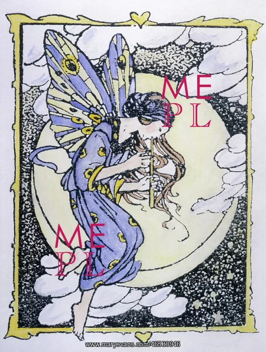 : A fairy flies in front of the Moon : A fairy flies in front of the Moon