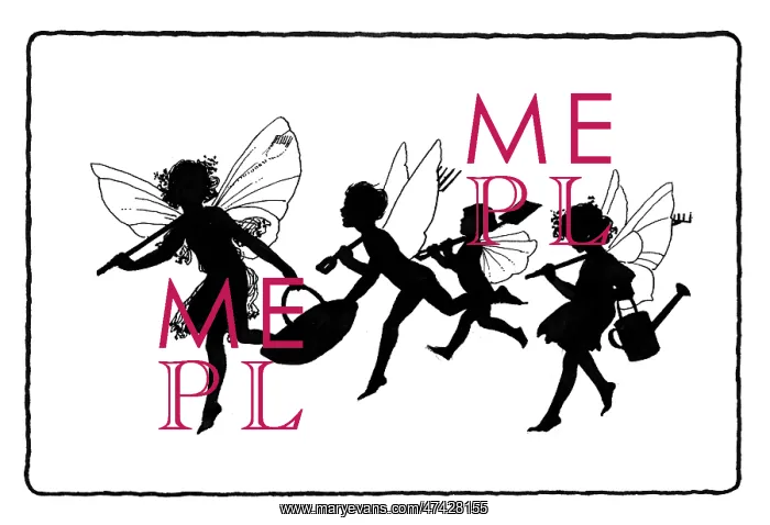 : Three fairy gardeners (silhouette) : Three fairy gardeners (silhouette)