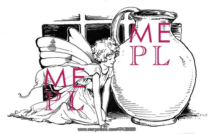 : Fairy hiding behind jug : Fairy hiding behind jug