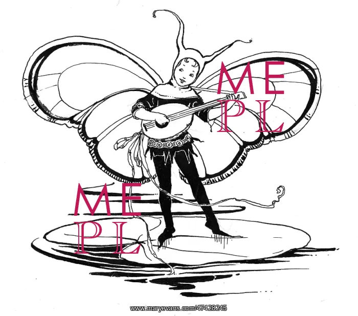 : Fairy on lily pad playing the lute : Fairy on lily pad playing the lute