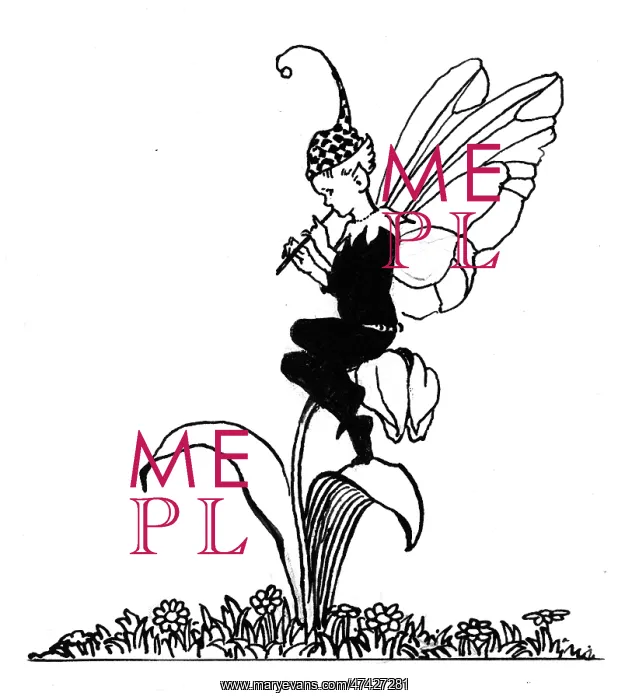 : Fairy piper sitting on tulip leaf : Fairy piper sitting on tulip leaf