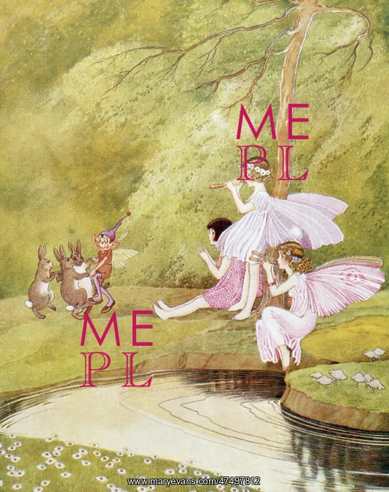: Fairy Pipers ' Fairies playing by a stream : Fairy Pipers ' Fairies playing by a stream