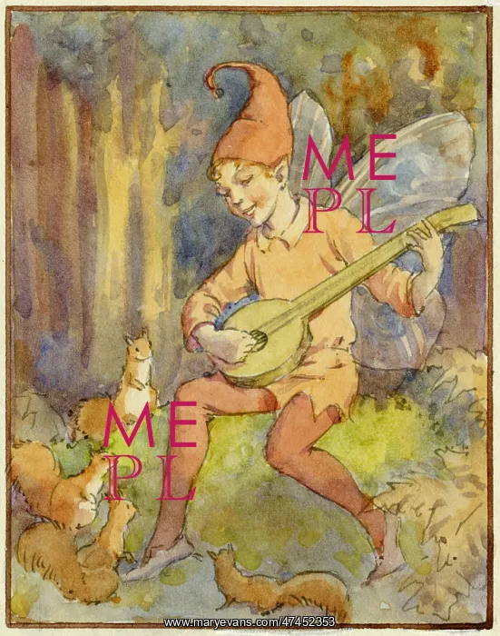  : Fairy playing lute with squirrels