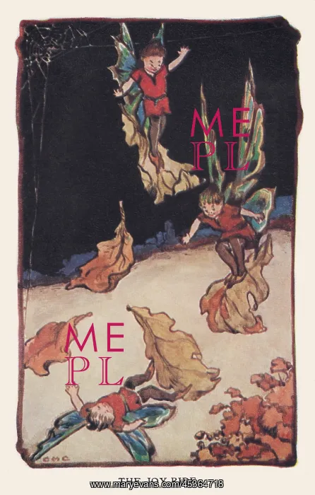  : Fairyland. The Joy-ride'. Fairies riding on falling leaves. Artist: CM Cottam