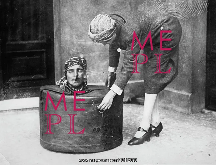 : The fakir Sunahya in a hatbox. About : The fakir Sunahya in a hatbox. About