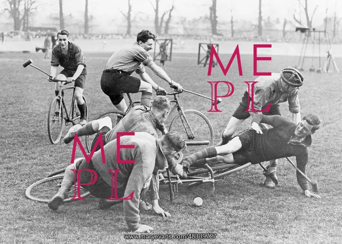 : Fall during cycle polo, 1934 : Fall during cycle polo, 1934