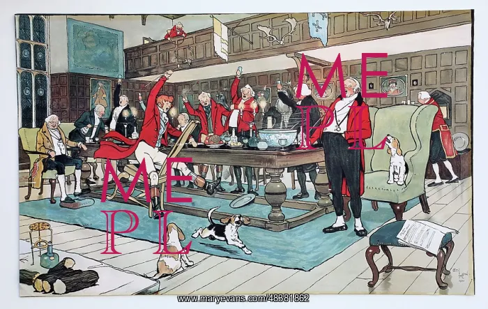 : The Fallowfield Hunt Supper by Cecil Aldin : The Fallowfield Hunt Supper by Cecil Aldin