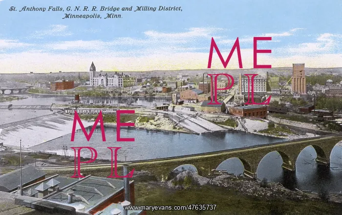 : Falls, bridge and milling district, Minneapolis, Minn, USA : Falls, bridge and milling district, Minneapolis, Minn, USA