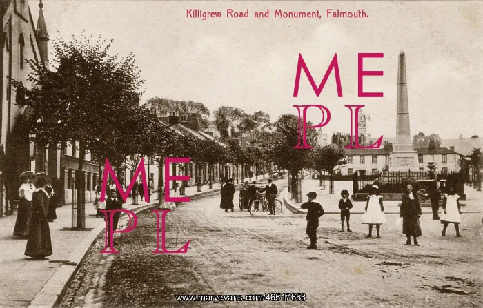 : Falmouth, Cornwall - Killigrew Road and Monument : Falmouth, Cornwall - Killigrew Road and Monument