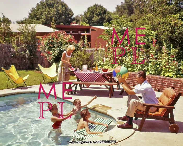 : Family Around Backyard Swimming Pool : Family Around Backyard Swimming Pool