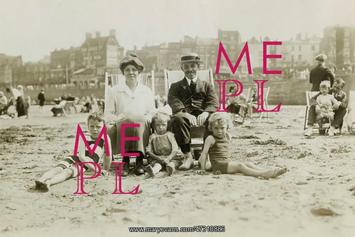 : Family on Beach - circa 1920 : Family on Beach - circa 1920