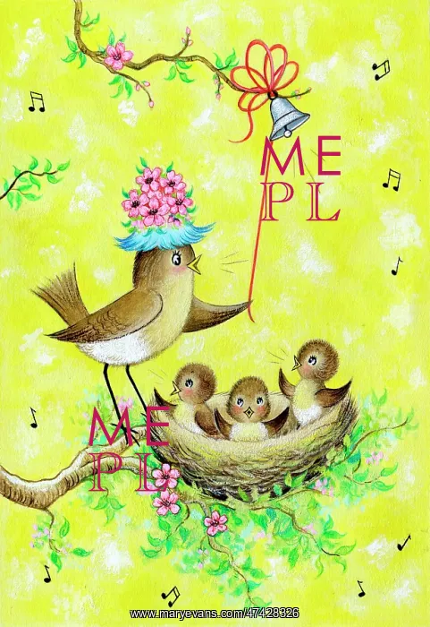  : Family of Birds in nest