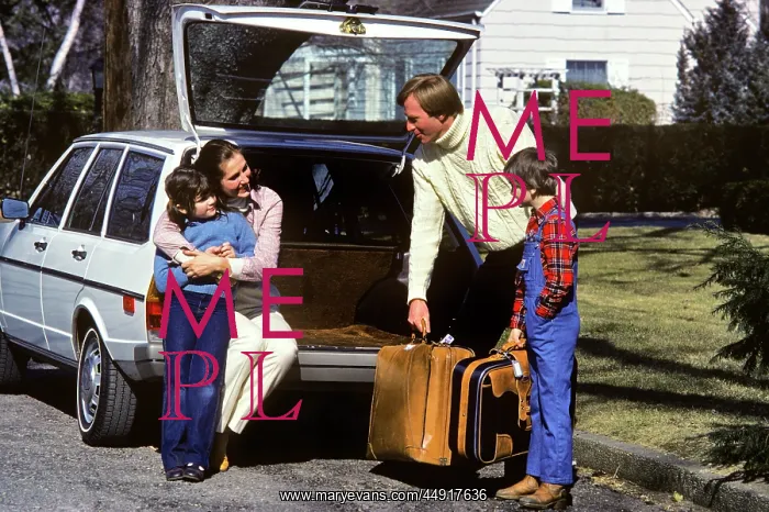 : Family of Four Getting Ready For Trip Mother and Daught : Family of Four Getting Ready For Trip Mother and Daught