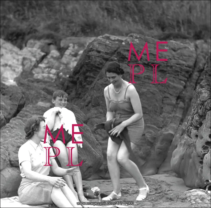 : Family group of bathers in Devon : Family group of bathers in Devon