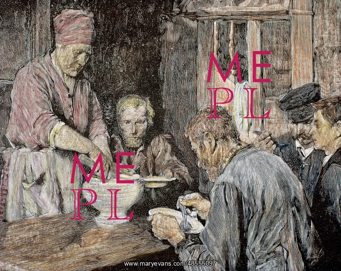  : Family having lunch. Engraving