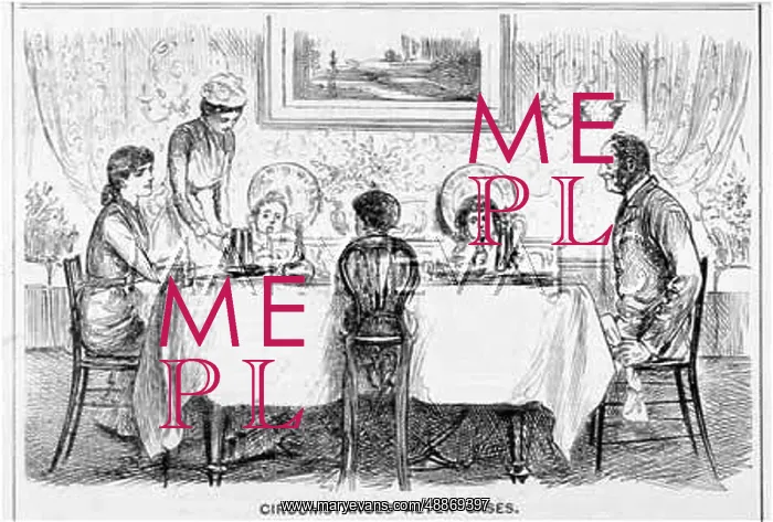 : Family seated around dinner table : Family seated around dinner table