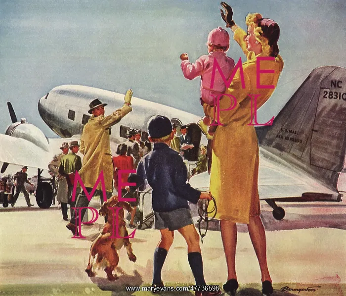  : Family Waves Goodbye to Father Boarding a Plane