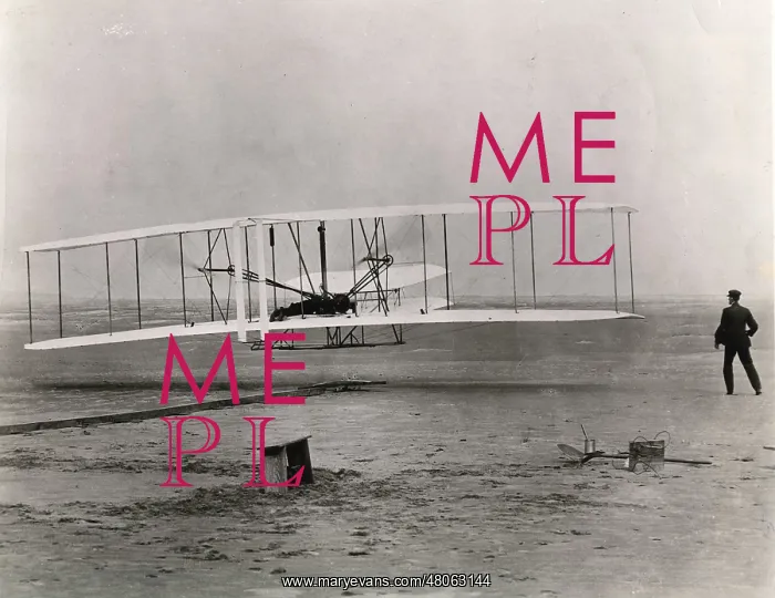 : The famous photo of the first flight of the Wright Flyer : The famous photo of the first flight of the Wright Flyer