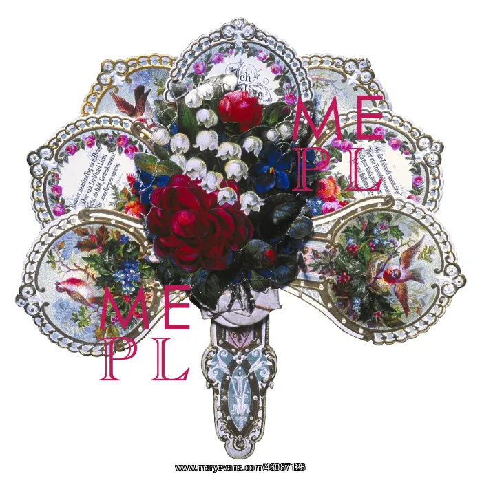 : Fan-shaped greeting card with flowers : Fan-shaped greeting card with flowers