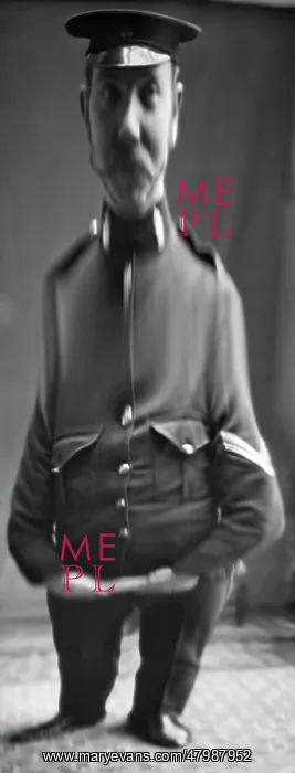 : Fancy portrait of a soldier in a distorting mirror : Fancy portrait of a soldier in a distorting mirror