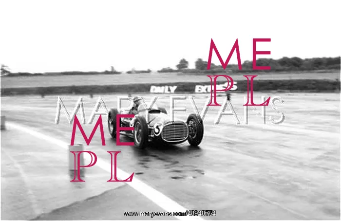 : Fangio in BRM V16, Silverstone, England : Fangio in BRM V16, Silverstone, England