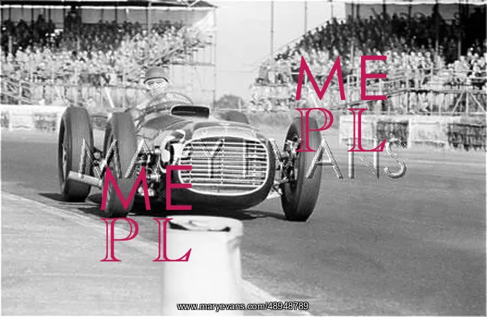 : Fangio in BRM V16, Silverstone, England : Fangio in BRM V16, Silverstone, England