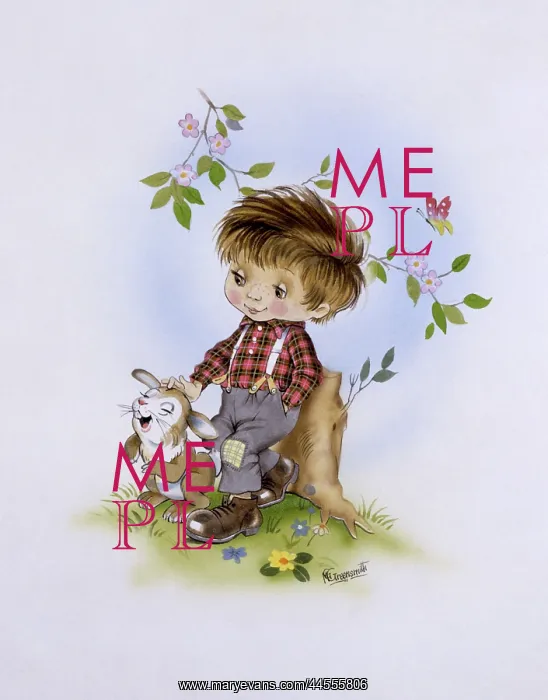 : Fantasy Illustration - young boy and rabbit : Fantasy Illustration - young boy and rabbit