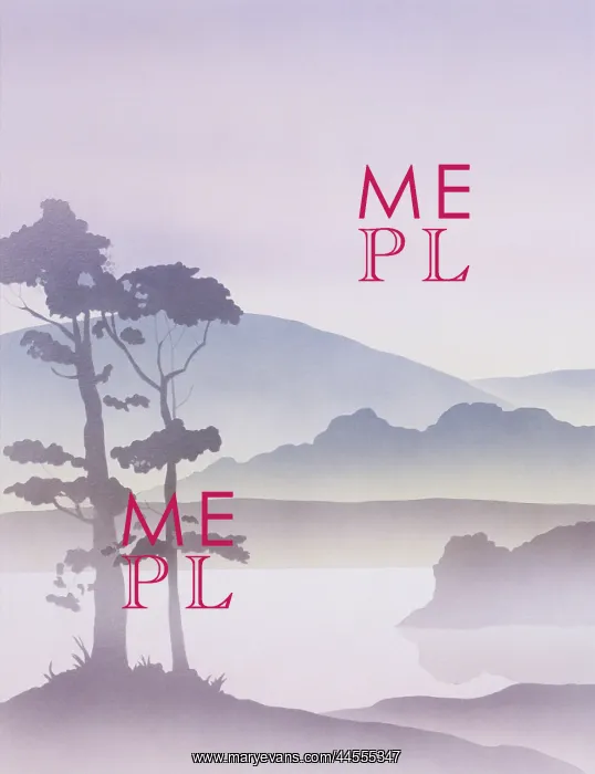 : Fantasy Lakeside scene - Diptych - Left : Fantasy Lakeside scene - Diptych - Left