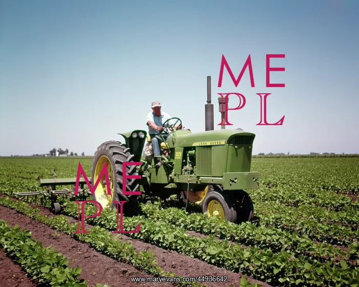 : Farmer Driving John Deere Tractor Cultivating : Farmer Driving John Deere Tractor Cultivating