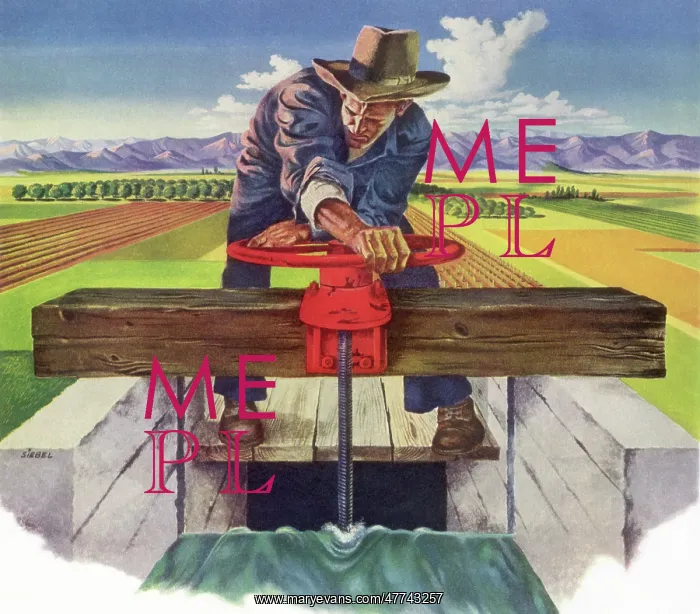 : Farmer Irrigates Land : Farmer Irrigates Land