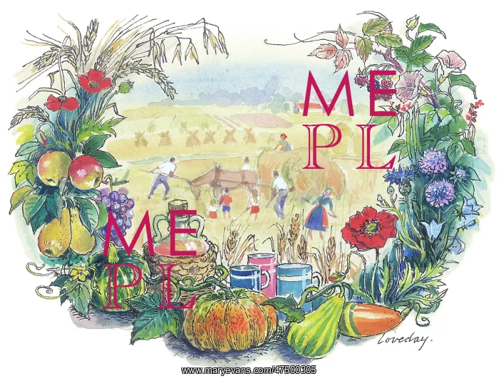  : Farming scene of gathering the aftermath
