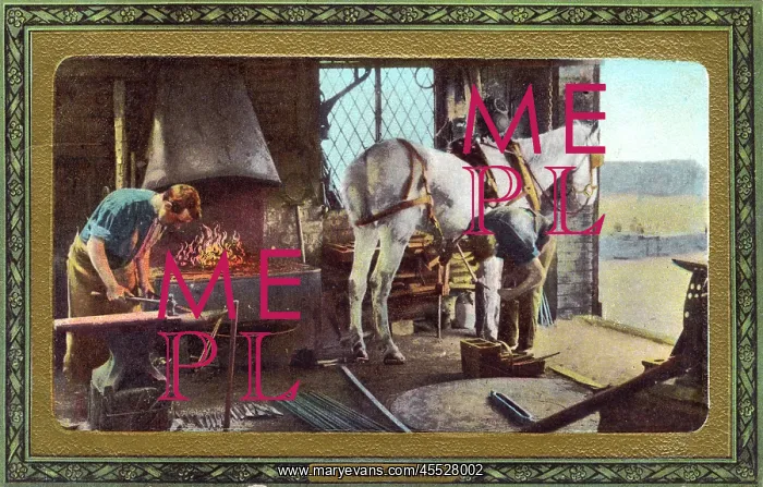 : Farrier - Blacksmith preparing horseshoes : Farrier - Blacksmith preparing horseshoes