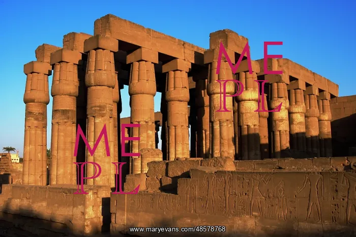 : Fasciculatesd columns with papyrus capitals of hypostyle. Lu : Fasciculatesd columns with papyrus capitals of hypostyle. Lu