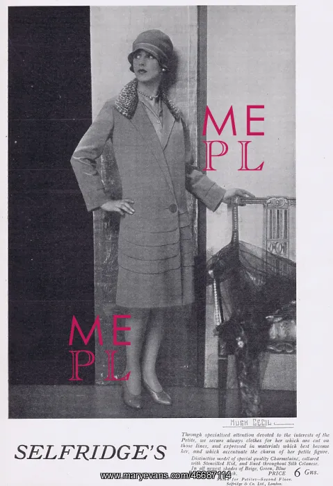: Fashion advert for Selfridge's, 1927 : Fashion advert for Selfridge's, 1927