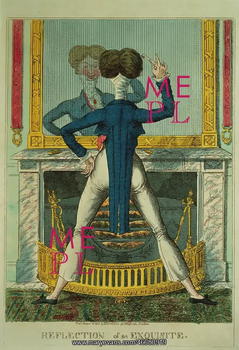 : fashion, caricature, Reflection of an Exquisite : fashion, caricature, Reflection of an Exquisite