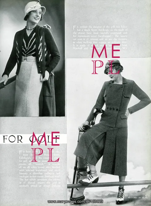 : Fashion for golf 1933 : Fashion for golf 1933
