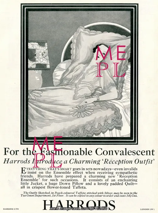 : For the Fashionable Convalescent - Harrods advertisement : For the Fashionable Convalescent - Harrods advertisement