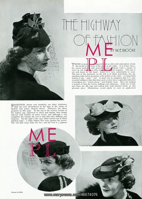  : Fashionable hats 1937