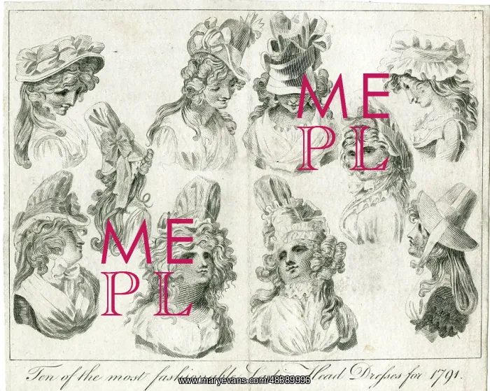  : Fashionable headdresses for 1791