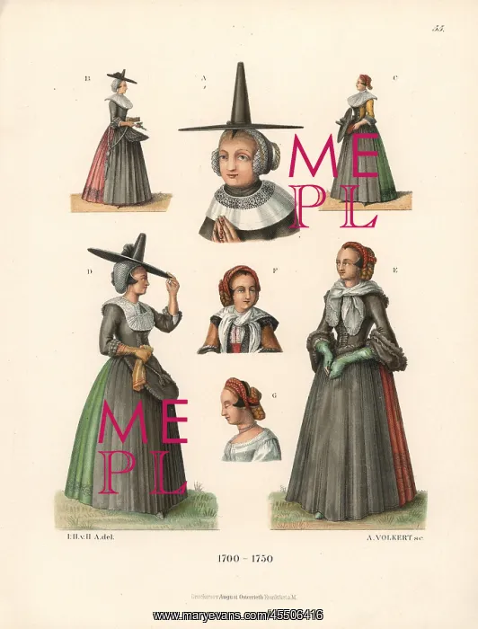 : Fashions of the wives of burghers from the : Fashions of the wives of burghers from the