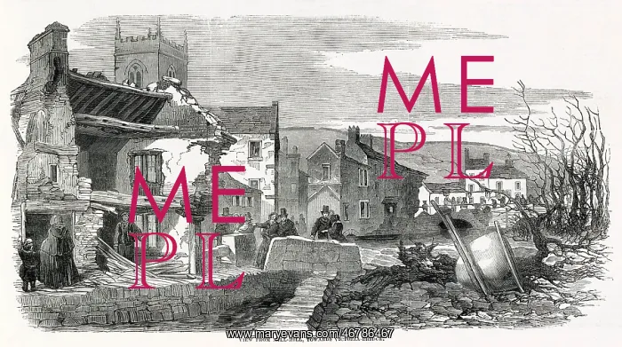 : Fatal inundation at Holmfirth, view from Mill Hill : Fatal inundation at Holmfirth, view from Mill Hill