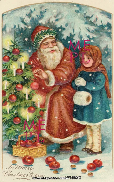  : Father Christmas decorating a Xmas tree