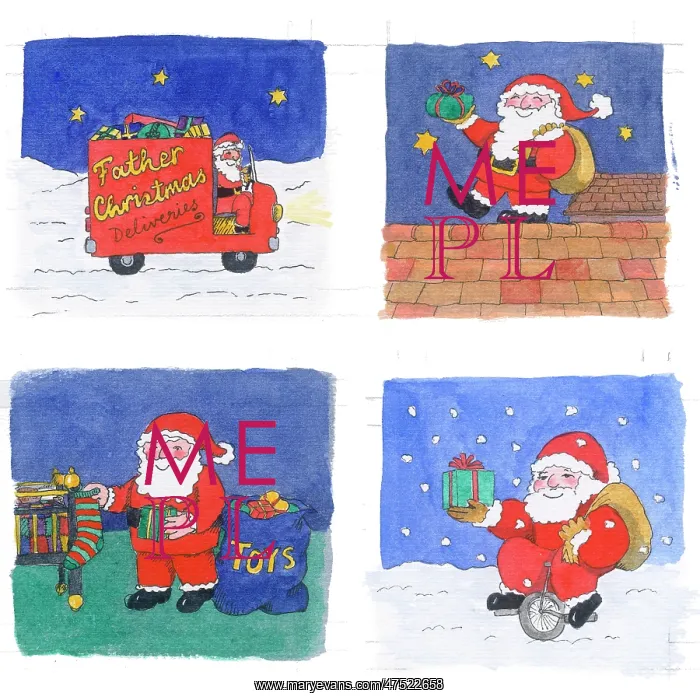 : Four Father Christmas gift tags : Four Father Christmas gift tags