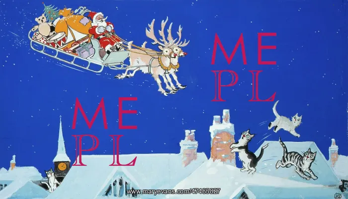 : Father Christmas landing on rooftops : Father Christmas landing on rooftops