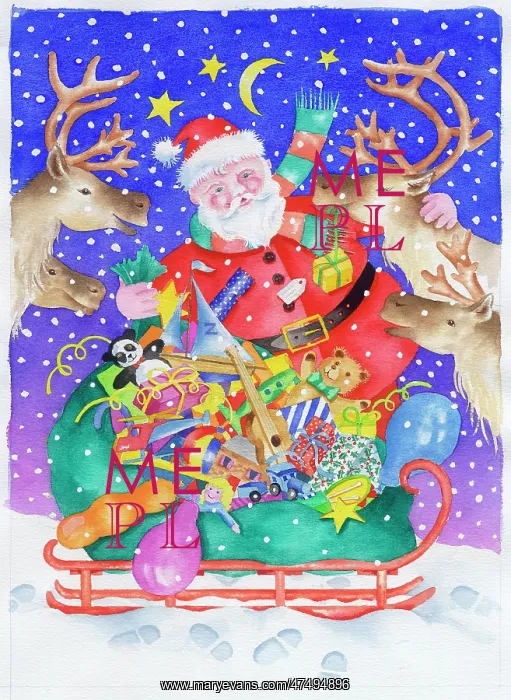 : Father Christmas with reindeers and sleigh : Father Christmas with reindeers and sleigh