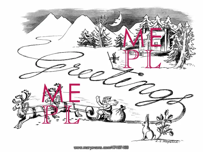 : Father Christmas in sleigh with Greetings : Father Christmas in sleigh with Greetings