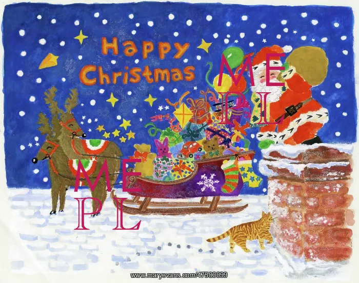 : Father Christmas with Sleigh on Rooftop : Father Christmas with Sleigh on Rooftop