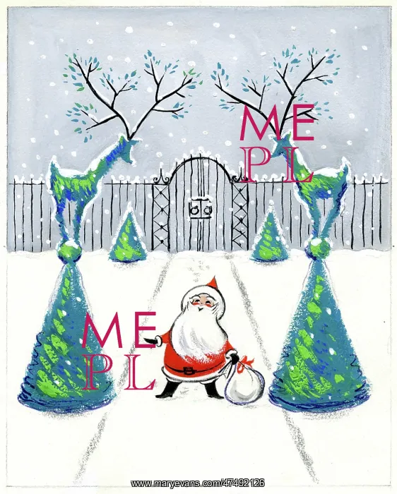 : Father Christmas with topiary reindeer : Father Christmas with topiary reindeer