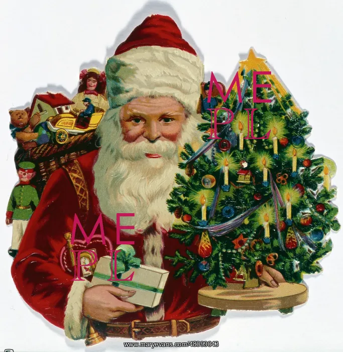  : Father Christmas with tree and presents